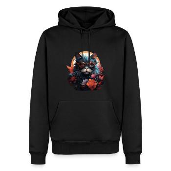Katze - Männer Premium Bio Hoodie - Schwarz - Vorne - Nico (187cm)