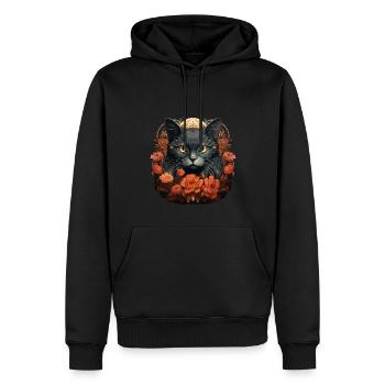 Katze - Männer Premium Bio Hoodie - Schwarz - Vorne - Nico (187cm)