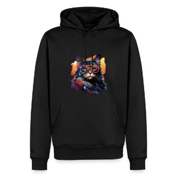 Katze - Männer Premium Bio Hoodie - Schwarz - Vorne - Nico (187cm)