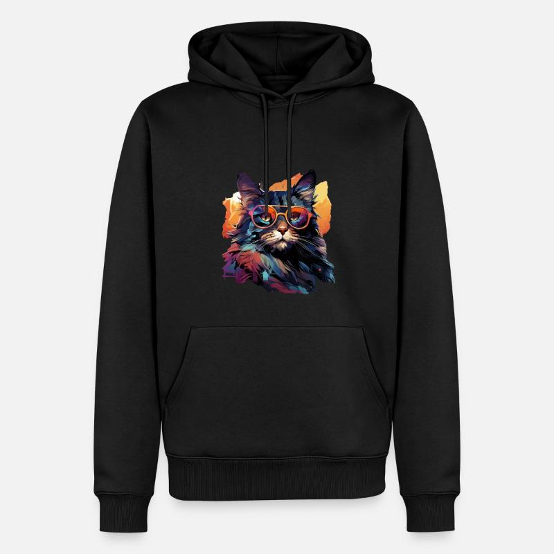 Chat - Sweat à capuche Premium bio Homme - noir