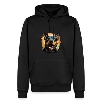 Chien - Sweat à capuche Premium bio Homme - noir - Devant - Nico (187cm)