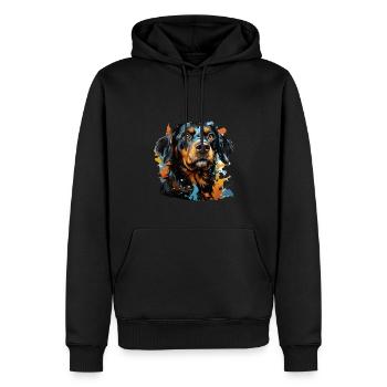 Chien - Sweat à capuche Premium bio Homme - noir - Devant - Nico (187cm)