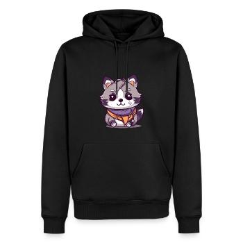Raton laveur - Style Kawaii - Sweat à capuche Premium bio Homme - noir - Devant - Nico (187cm)