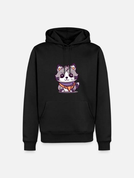 Waschbär - Kawaii Style - Männer Premium Bio Hoodie - Schwarz