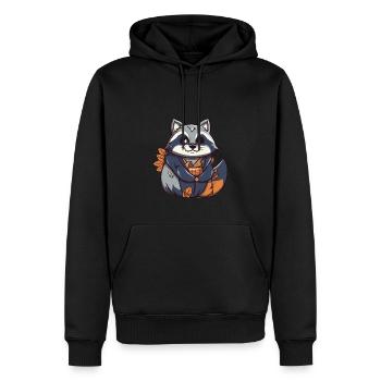 Raton laveur - Style Kawaii - Sweat à capuche Premium bio Homme - noir - Devant - Nico (187cm)