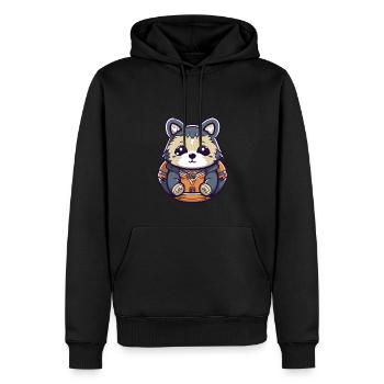 Raton laveur - Style Kawaii - Sweat à capuche Premium bio Homme - noir - Devant - Nico (187cm)