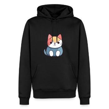 Chat - Style Kawaii - Sweat à capuche Premium bio Homme - noir - Devant - Nico (187cm)