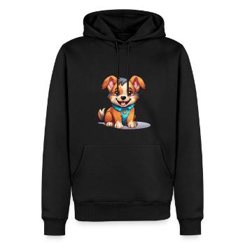 Hund - Kawaii Style - Männer Premium Bio Hoodie - Schwarz - Vorne - Nico (187cm)