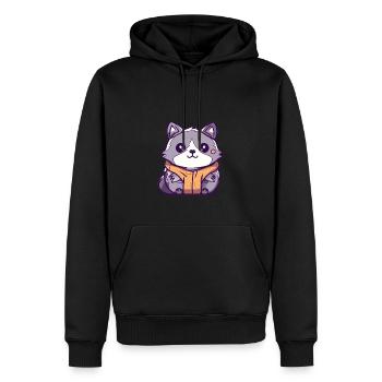 Raton laveur - Style Kawaii - Sweat à capuche Premium bio Homme - noir - Devant - Nico (187cm)