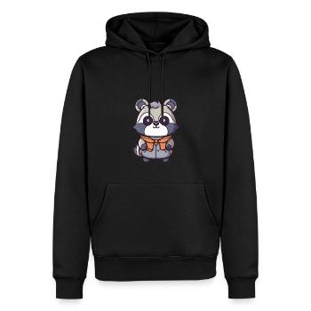 Raton laveur - Style Kawaii - Sweat à capuche Premium bio Homme - noir - Devant - Nico (187cm)