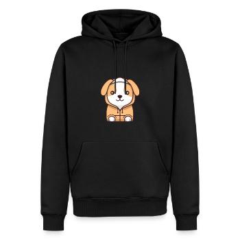 Hund - Kawaii Style - Männer Premium Bio Hoodie - Schwarz - Vorne - Nico (187cm)