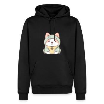 Hund - Kawaii Style - Männer Premium Bio Hoodie - Schwarz - Vorne - Nico (187cm)
