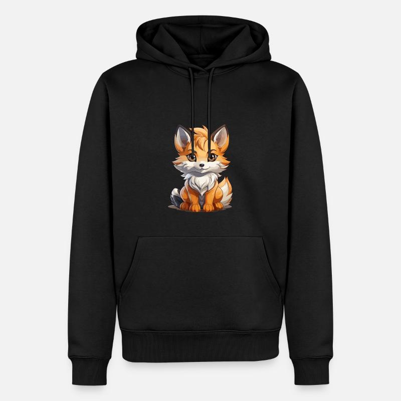 Fuchs - Kawaii Style - Männer Premium Bio Hoodie - Schwarz