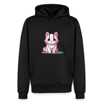 Chat - Style Kawaii - Sweat à capuche Premium bio Homme - noir - Devant - Nico (187cm)