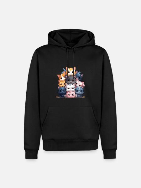 Cat - Kawaii Style - Men’s Premium Organic Hoodie - black
