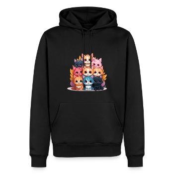 Chat - Style Kawaii - Sweat à capuche Premium bio Homme - noir - Devant - Nico (187cm)