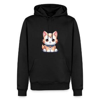 Chat - Style Kawaii - Sweat à capuche Premium bio Homme - noir - Devant - Nico (187cm)