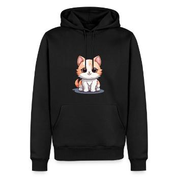 Katze - Kawaii Style - Männer Premium Bio Hoodie - Schwarz - Vorne - Nico (187cm)