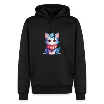 Chat - Style Kawaii - Sweat à capuche Premium bio Homme - noir - Devant - Nico (187cm)
