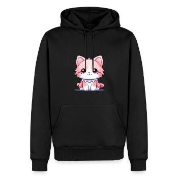 Katze - Kawaii Style - Männer Premium Bio Hoodie - Schwarz - Vorne - Nico (187cm)