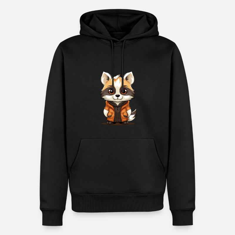 Raton laveur - Style Kawaii - Sweat à capuche Premium bio Homme - noir