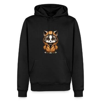 Waschbär - Kawaii Style - Männer Premium Bio Hoodie - Schwarz - Vorne - Nico (187cm)