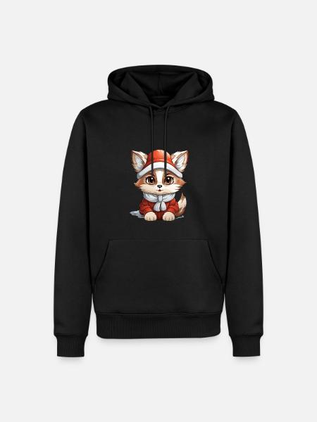 Fox Christmas Design - Kawaii Style - Men’s Premium Organic Hoodie - black