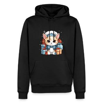 Design de Noël de chat - Style Kawaii - Sweat à capuche Premium bio Homme - noir - Devant - Nico (187cm)