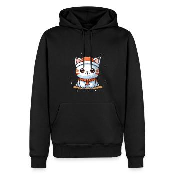 Design de Noël de chat - Style Kawaii - Sweat à capuche Premium bio Homme - noir - Devant - Nico (187cm)