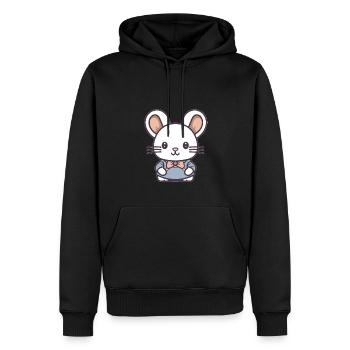 Maus - Kawaii Style - Männer Premium Bio Hoodie - Schwarz - Vorne - Nico (187cm)
