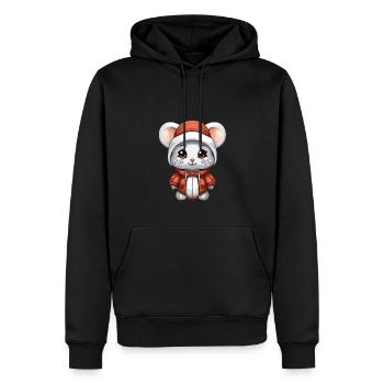 Souris Noël Design - Style Kawaii - Sweat à capuche Premium bio Homme - noir - Devant - Nico (187cm)
