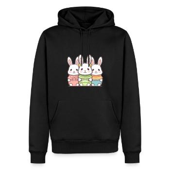 Hase - Kawaii Style - Männer Premium Bio Hoodie - Schwarz - Vorne - Nico (187cm)