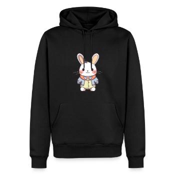 Lapin - Style Kawaii - Sweat à capuche Premium bio Homme - noir - Devant - Nico (187cm)