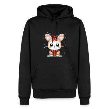 Design de Noël lapin - Style Kawaii - Sweat à capuche Premium bio Homme - noir - Devant - Nico (187cm)