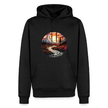 Paysage - Illustration - Sweat à capuche Premium bio Homme - noir - Devant - Nico (187cm)