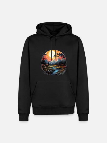 Landscape - Illustration - Men’s Premium Organic Hoodie - black