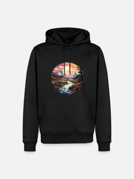 Landschaft - Illustration - Männer Premium Bio Hoodie - Schwarz