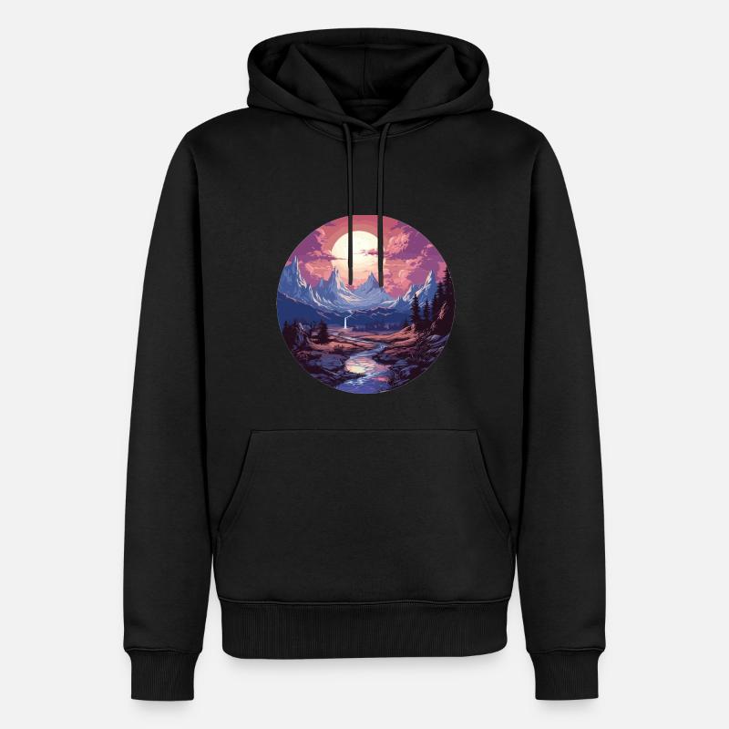 Landschaft - Illustration - Männer Premium Bio Hoodie - Schwarz