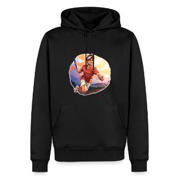 Joueur de tennis - Illustration - Sweat à capuche Premium bio Homme - noir - Devant - Nico (187cm)