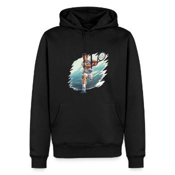 Joueur de tennis - Illustration - Sweat à capuche Premium bio Homme - noir - Devant - Nico (187cm)
