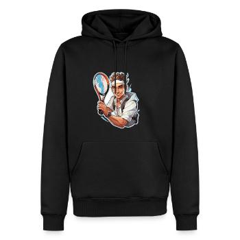 Joueur de tennis - Illustration - Sweat à capuche Premium bio Homme - noir - Devant - Nico (187cm)