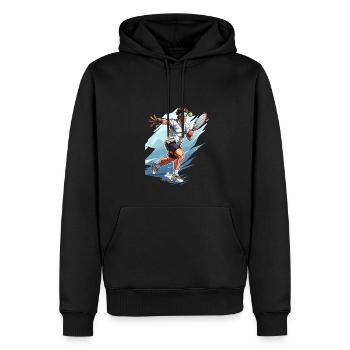 Joueur de tennis - Illustration - Sweat à capuche Premium bio Homme - noir - Devant - Nico (187cm)