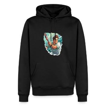 Joueur de tennis - Illustration - Sweat à capuche Premium bio Homme - noir - Devant - Nico (187cm)