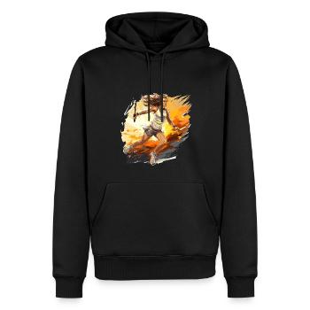 Joueur de tennis - illustration - Sweat à capuche Premium bio Homme - noir - Devant - Nico (187cm)