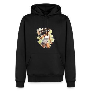 Joueur de tennis - illustration - Sweat à capuche Premium bio Homme - noir - Devant - Nico (187cm)