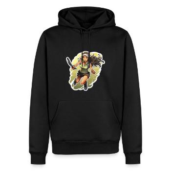 Joueur de tennis - illustration - Sweat à capuche Premium bio Homme - noir - Devant - Nico (187cm)