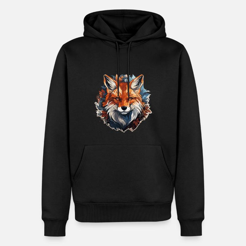 Fuchs - Illustration - Männer Premium Bio Hoodie - Schwarz