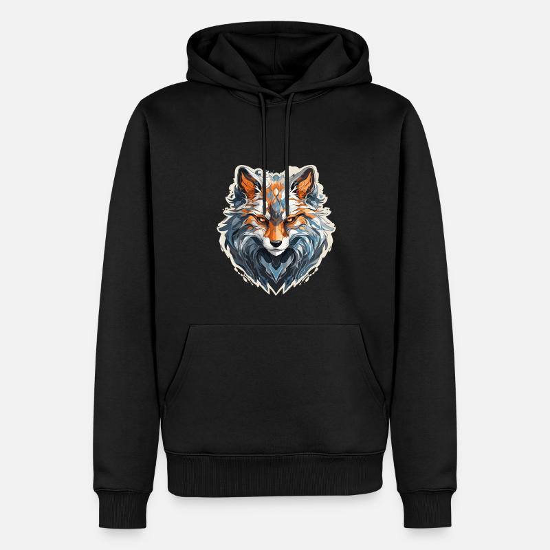 Renard - illustration - Sweat à capuche Premium bio Homme - noir