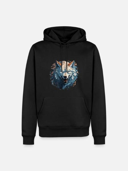 Wolf - Illustration - Men’s Premium Organic Hoodie - black
