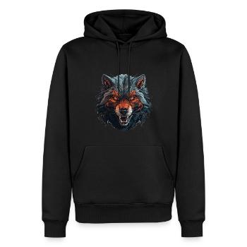 Wolf - Illustration - Männer Premium Bio Hoodie - Schwarz - Vorne - Nico (187cm)